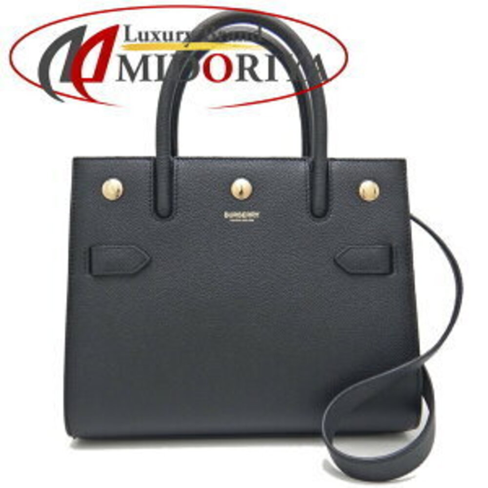 BURBERRY Baby Title Handbag Leather Black